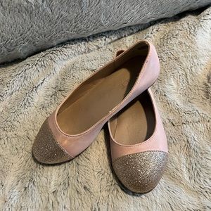 Girls pink shoes with glitter toes